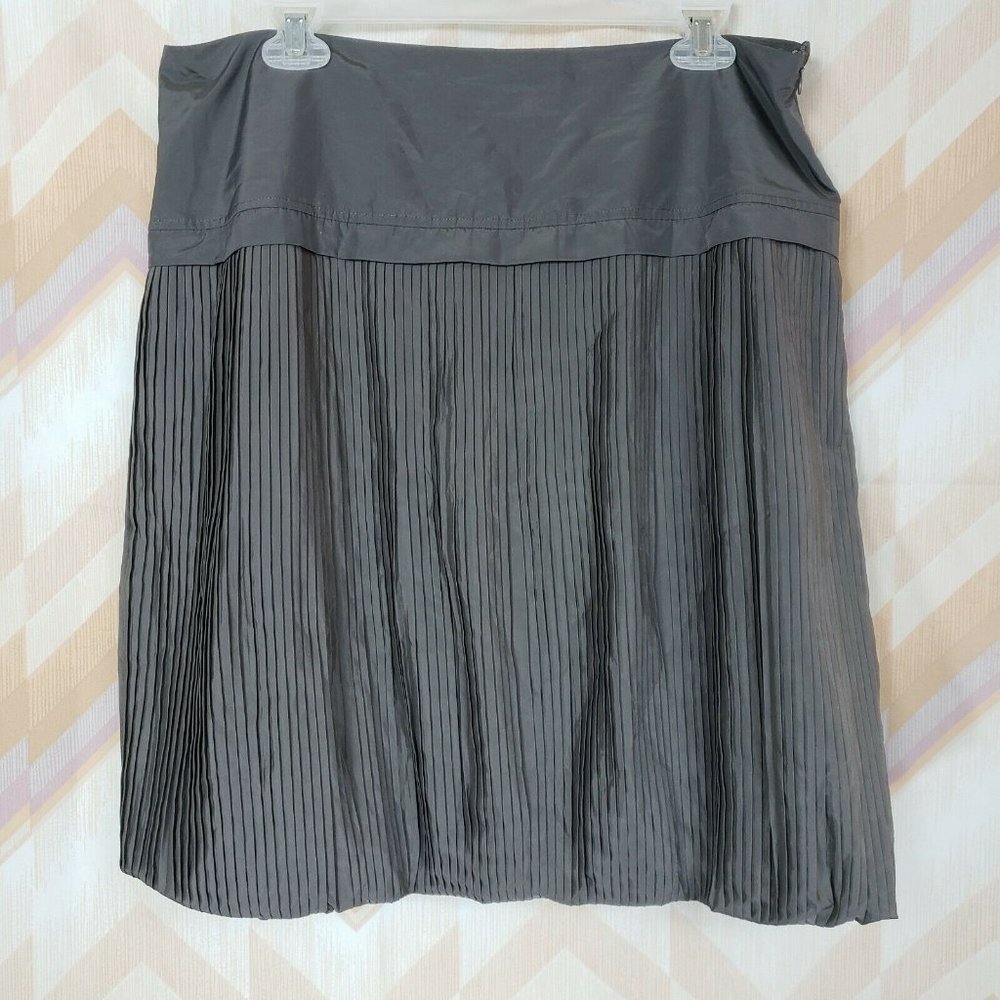 Gray plisse pleated gahtered balloon skirt